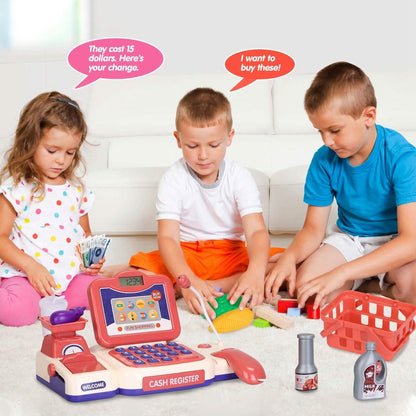 Kids Cash Register Pretend Play Cashier Toy with Scanner Calculator DailySale