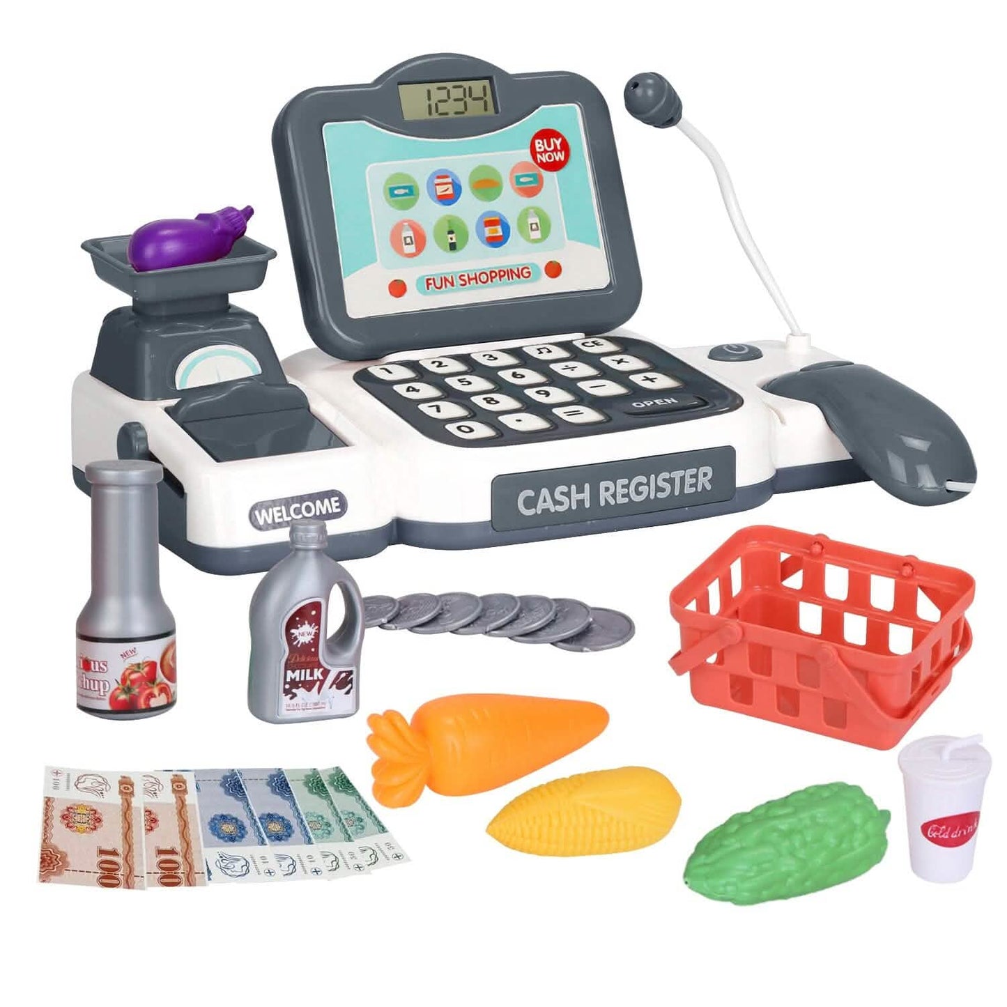 Kids Cash Register Pretend Play Cashier Toy with Scanner Calculator DailySale