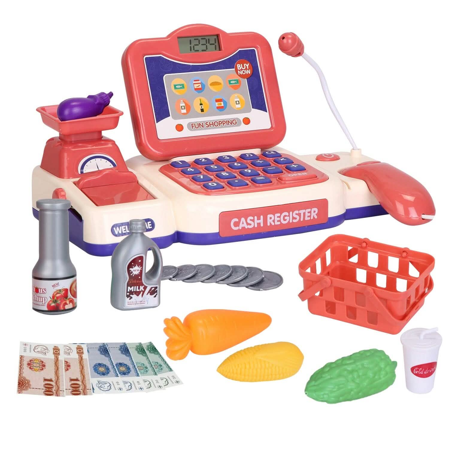 Kids Cash Register Pretend Play Cashier Toy with Scanner Calculator DailySale