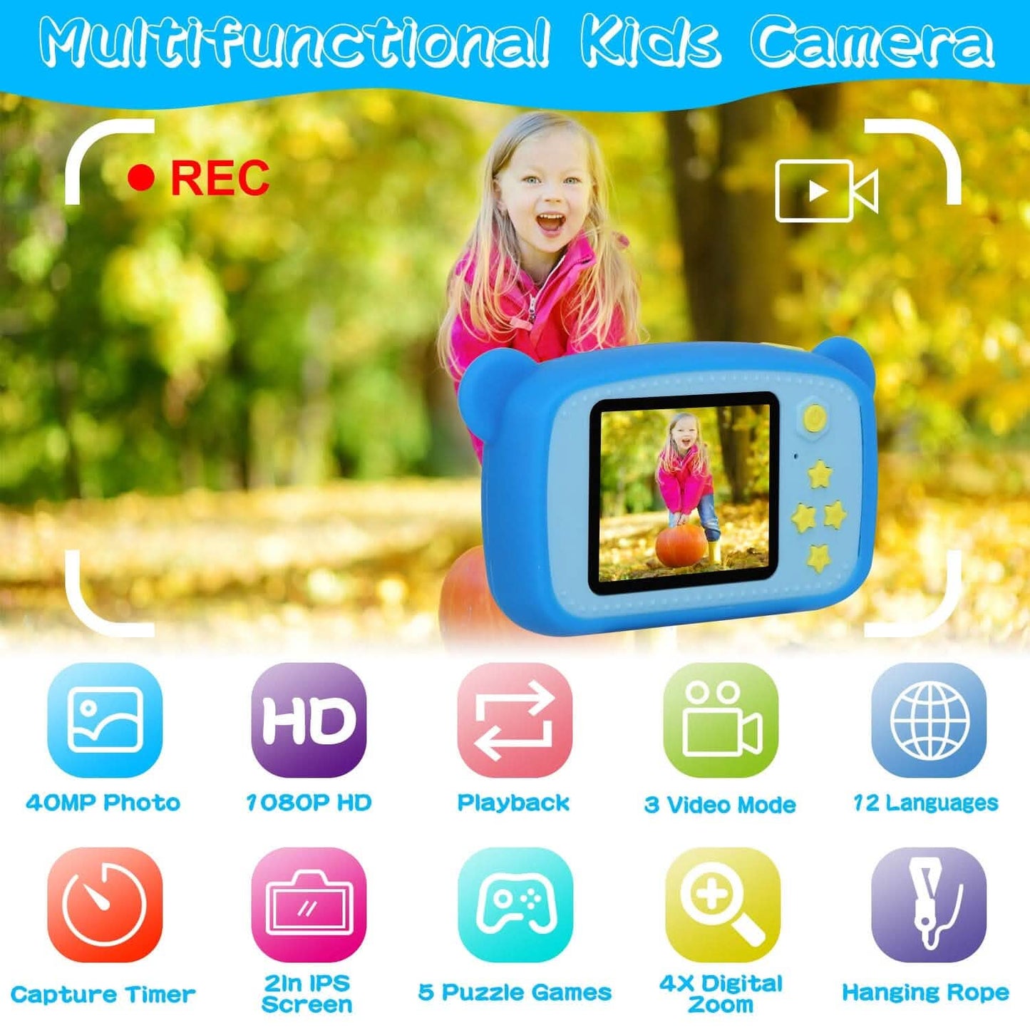 Kids Digital Camera with 2" Screen 4x Digital Zoom DailySale