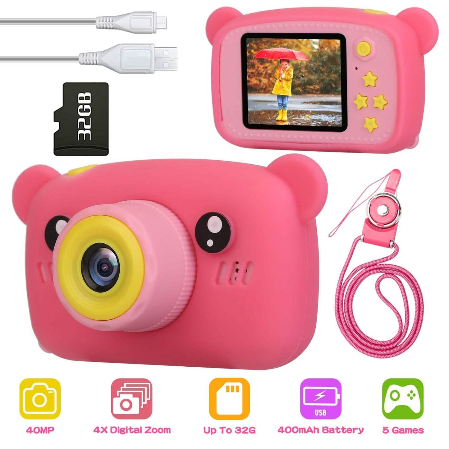 Kids Digital Camera with 2" Screen 4x Digital Zoom DailySale