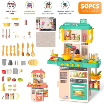 Kids Kitchen Play Set Interactive Pretend Kitchen Toys Cookware DailySale