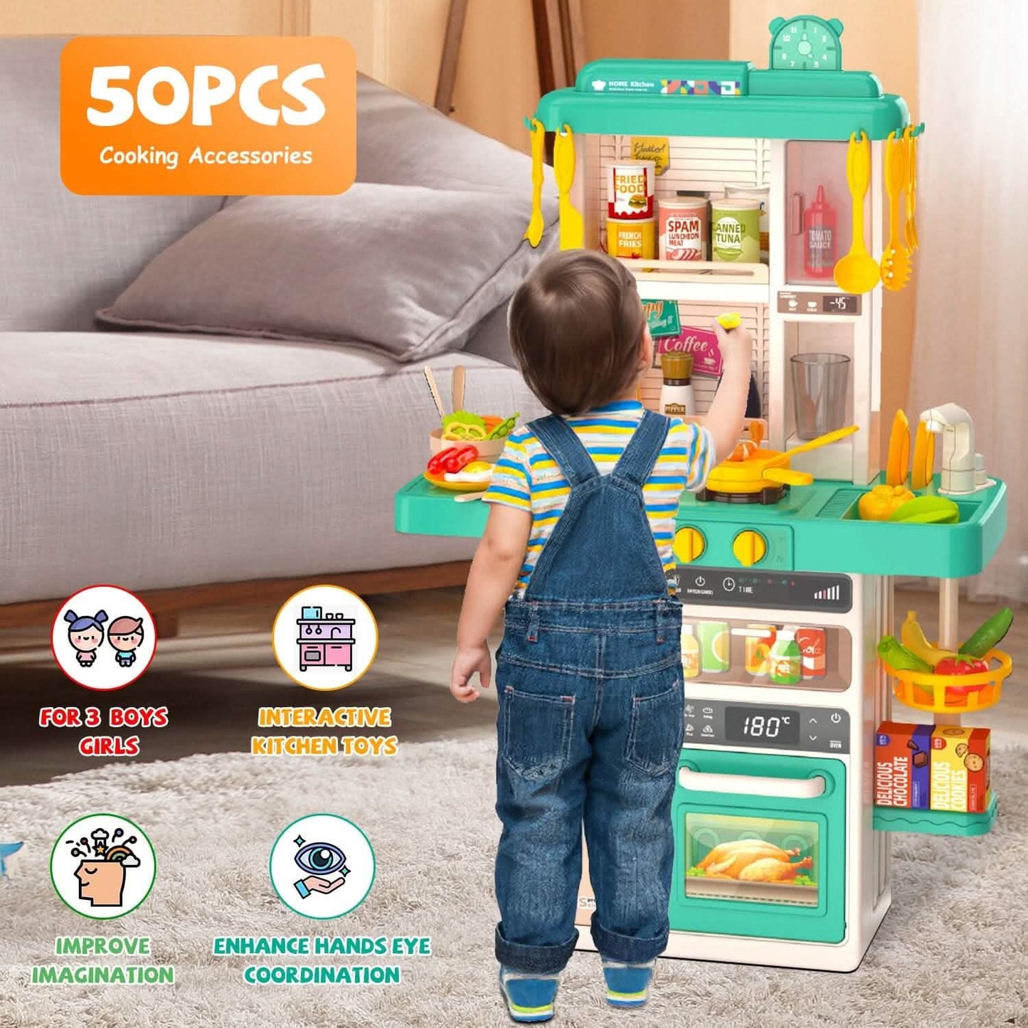 Kids Kitchen Play Set Interactive Pretend Kitchen Toys Cookware DailySale