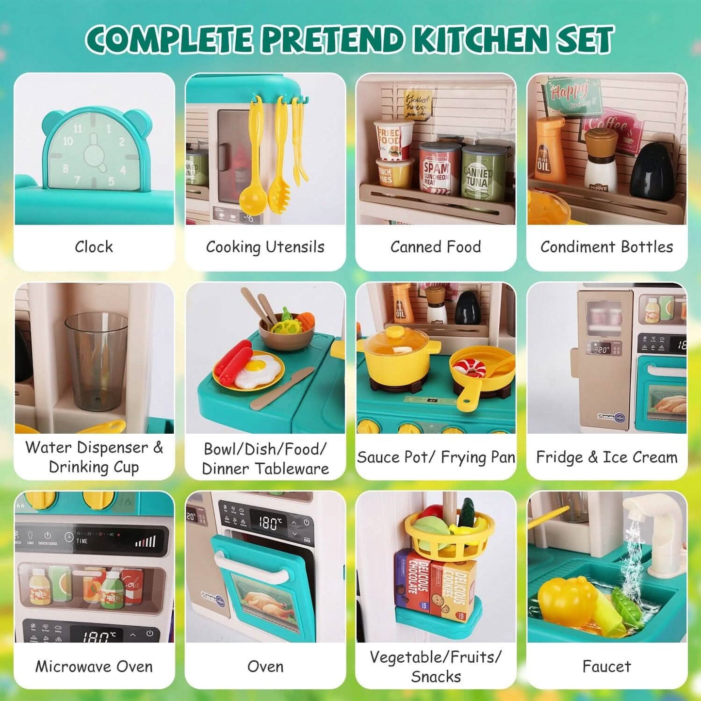 Kids Kitchen Play Set Interactive Pretend Kitchen Toys Cookware DailySale