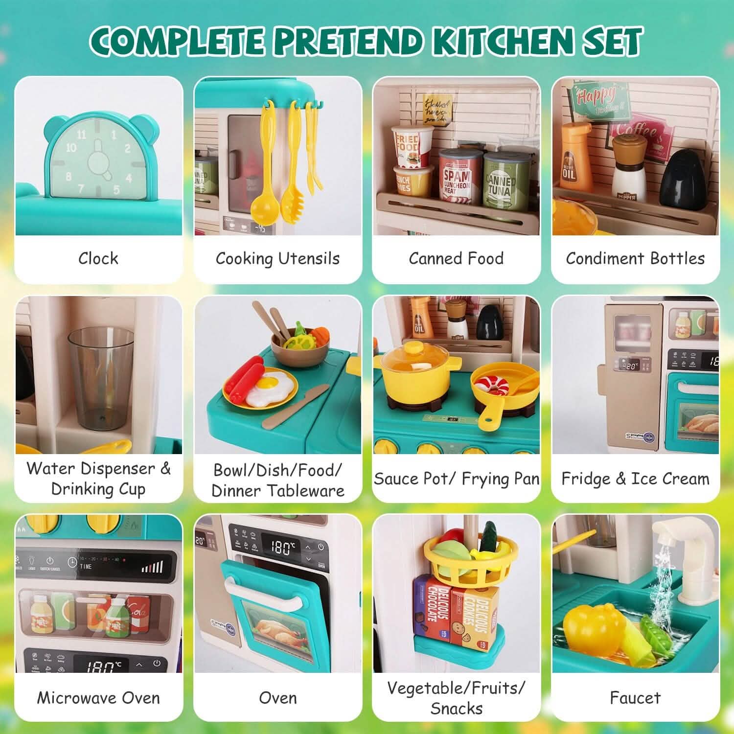 Kids Kitchen Play Set Interactive Pretend Kitchen Toys Cookware DailySale