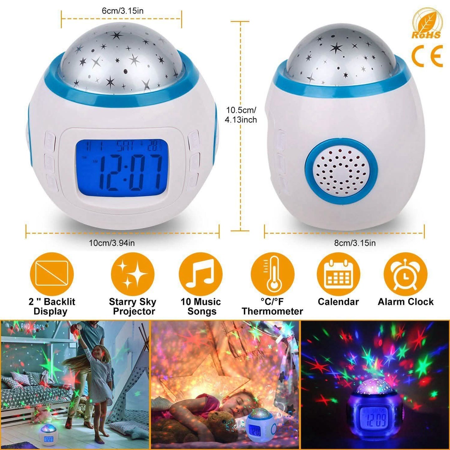 Kids Music Star Sky LED Projection Lamp Digital Alarm Clock DailySale