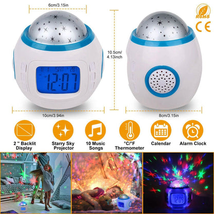 Kids Music Star Sky LED Projection Lamp Digital Alarm Clock DailySale