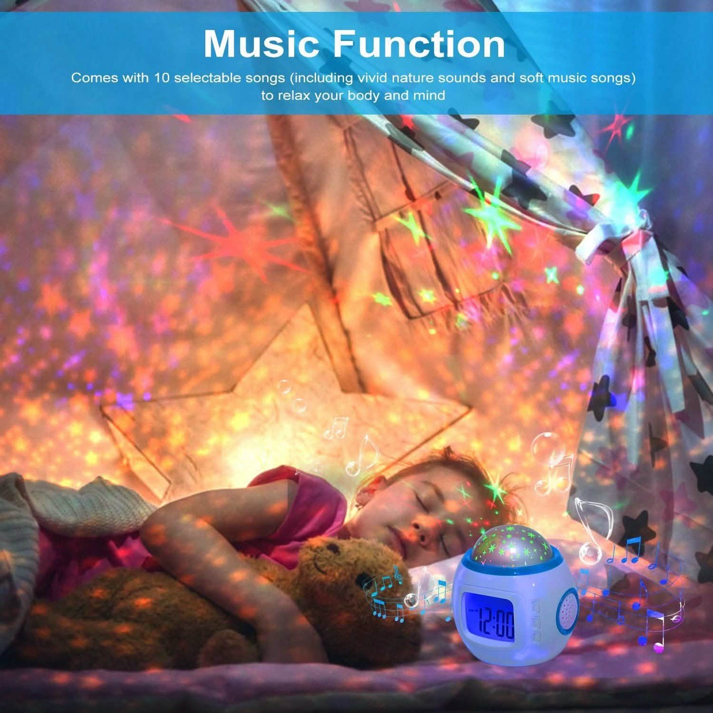 Kids Music Star Sky LED Projection Lamp Digital Alarm Clock DailySale