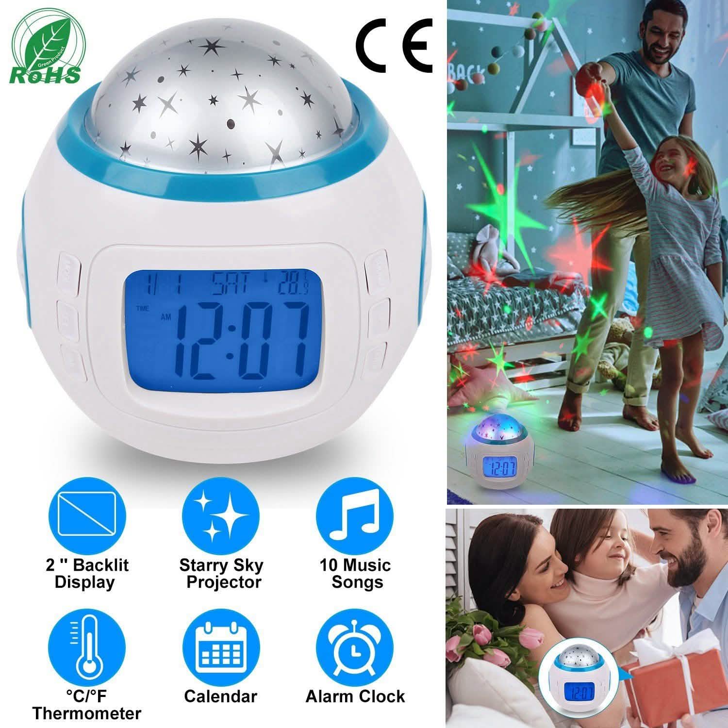 Kids Music Star Sky LED Projection Lamp Digital Alarm Clock DailySale