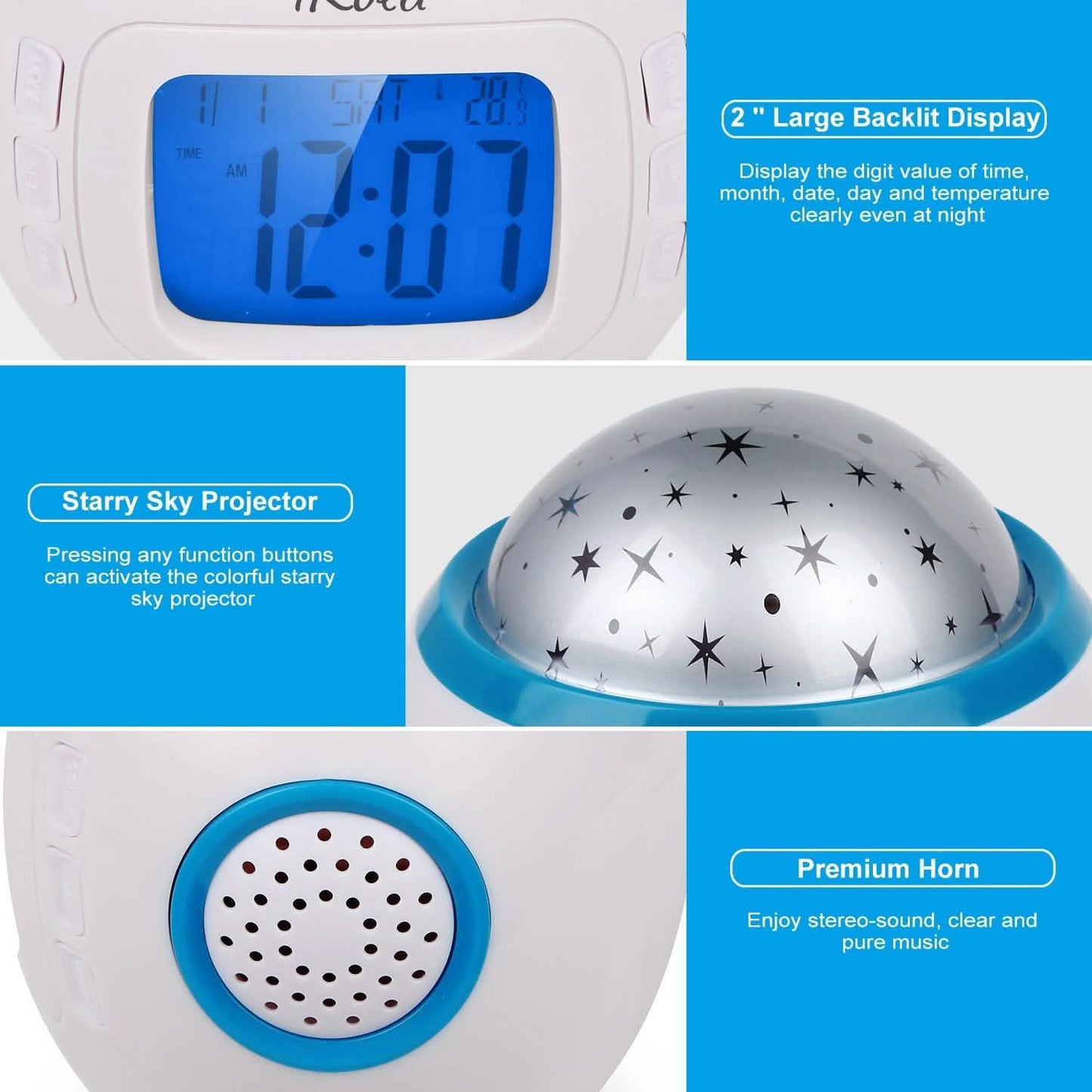 Kids Music Star Sky LED Projection Lamp Digital Alarm Clock DailySale