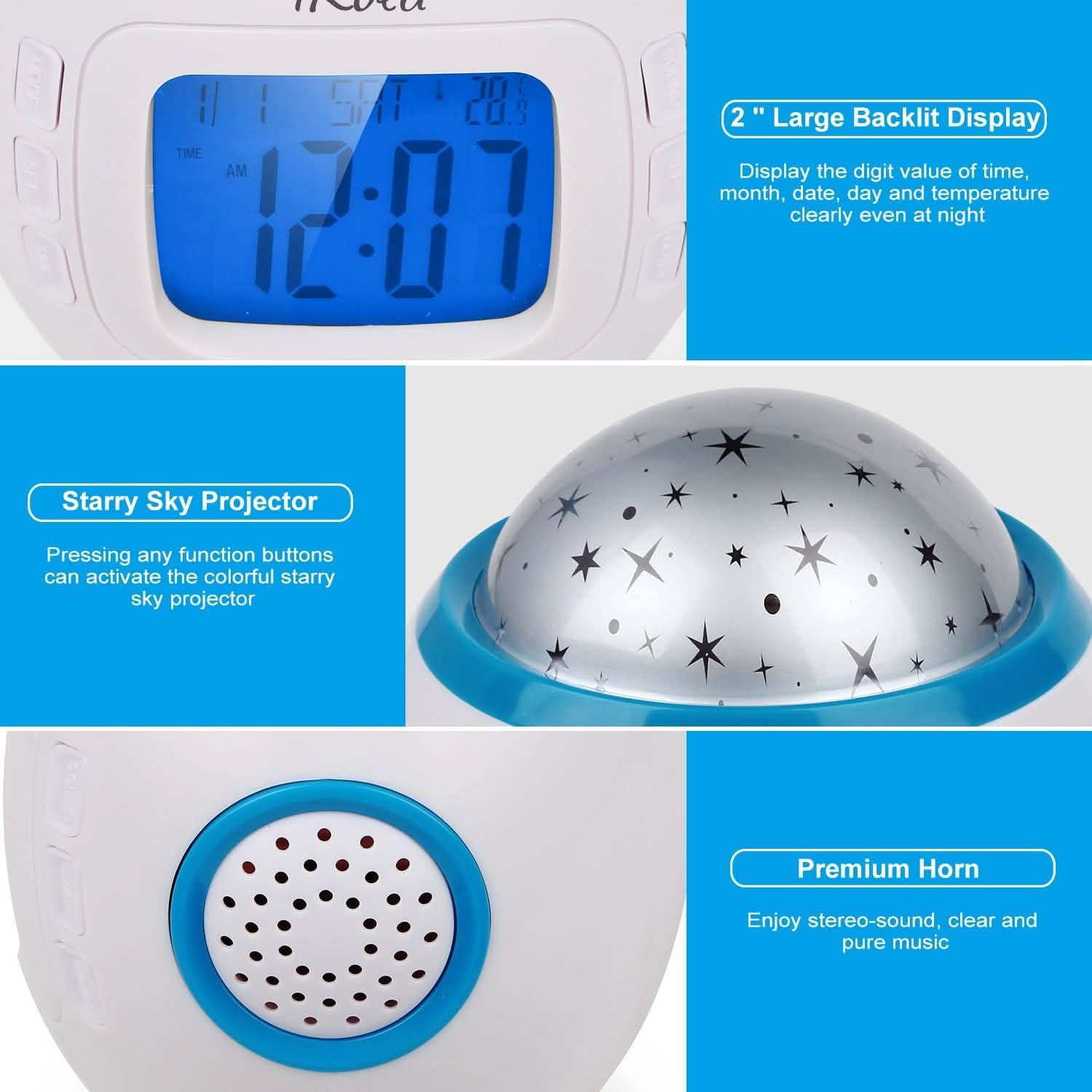 Kids Music Star Sky LED Projection Lamp Digital Alarm Clock DailySale