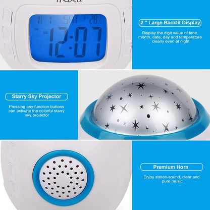 Kids Music Star Sky LED Projection Lamp Digital Alarm Clock DailySale