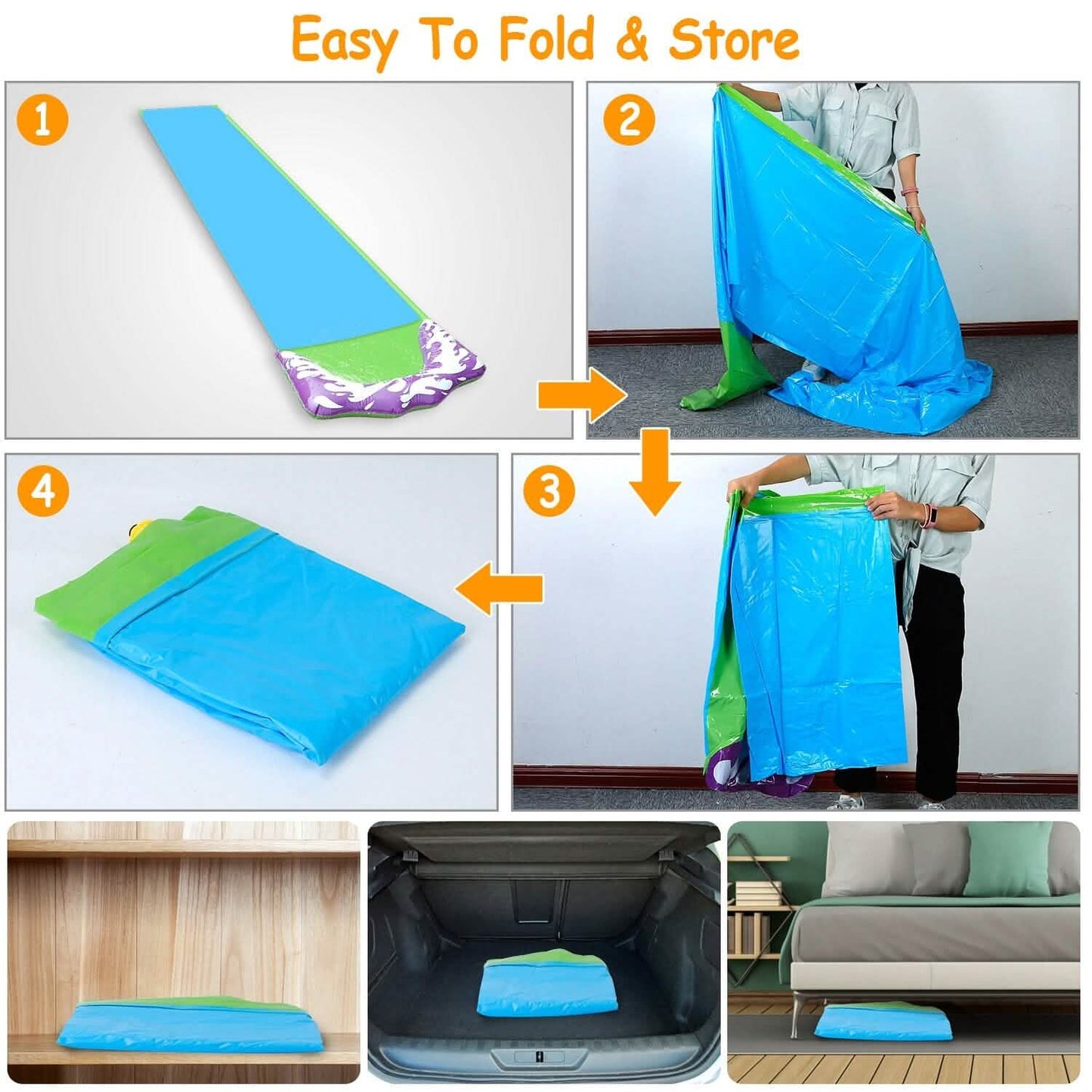 Kids Single Water Slide Lawn Surfing Racing Lane Slip Splash Spray Sprinkler DailySale