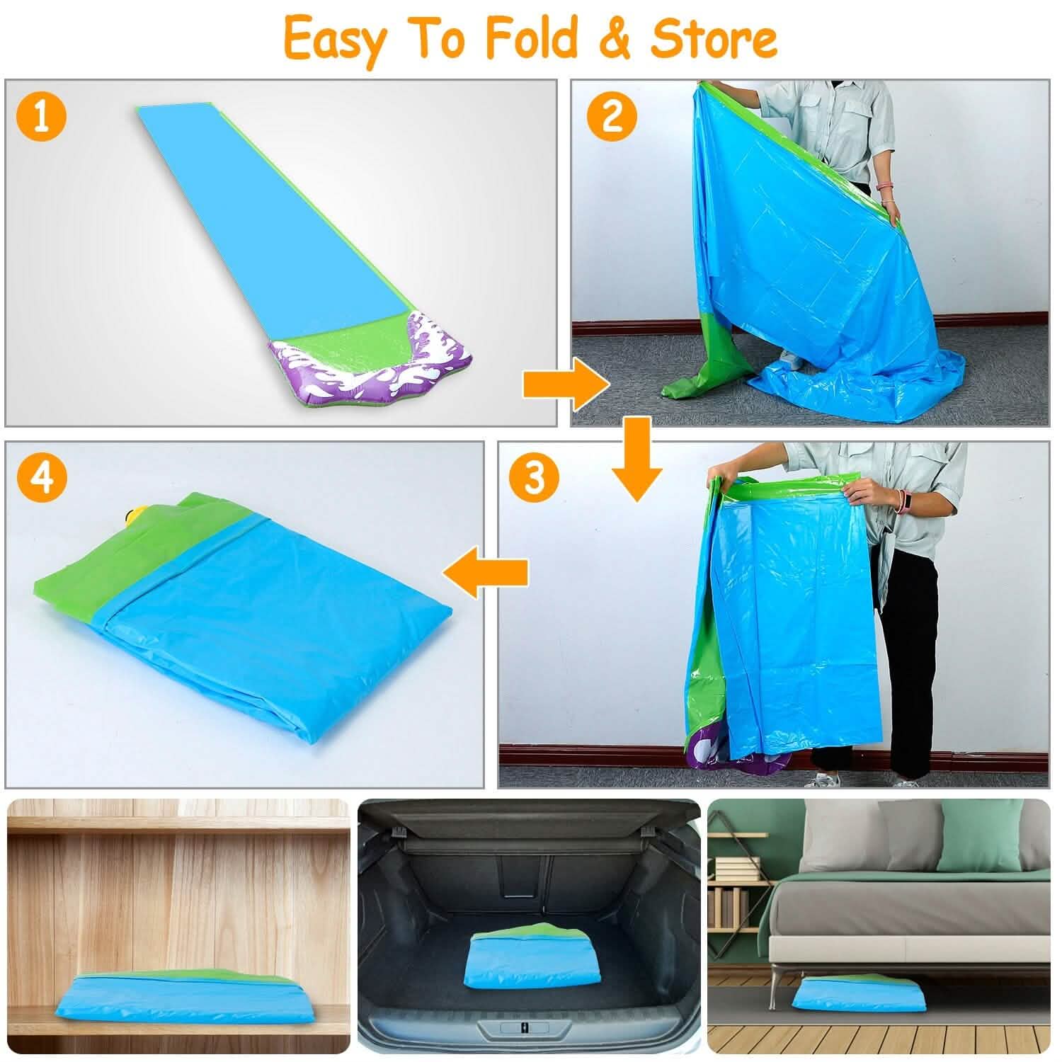 Kids Single Water Slide Lawn Surfing Racing Lane Slip Splash Spray Sprinkler DailySale