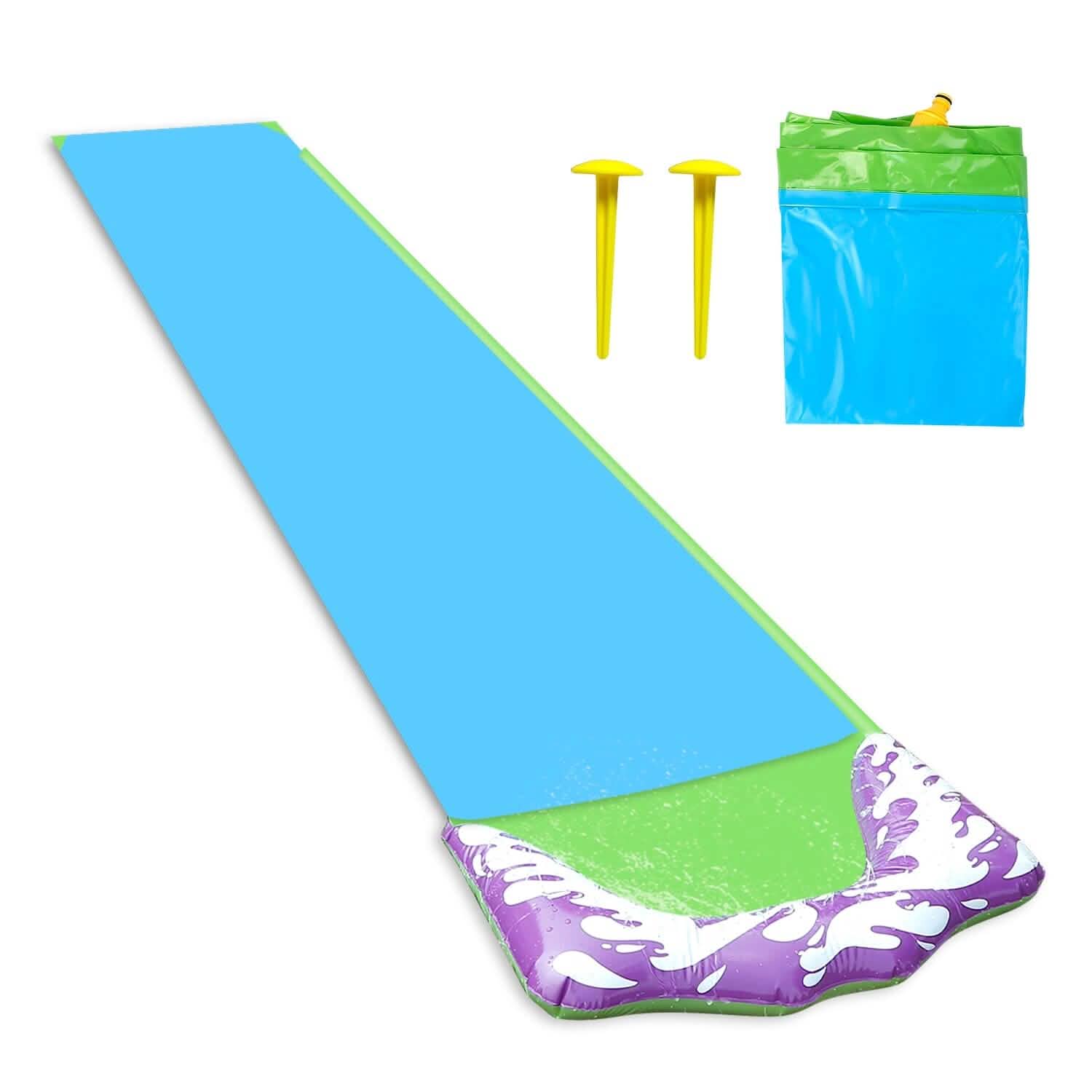 Kids Single Water Slide Lawn Surfing Racing Lane Slip Splash Spray Sprinkler DailySale