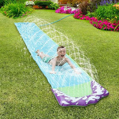 Kids Single Water Slide Lawn Surfing Racing Lane Slip Splash Spray Sprinkler DailySale