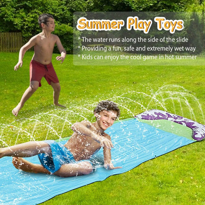 Kids Single Water Slide Lawn Surfing Racing Lane Slip Splash Spray Sprinkler DailySale