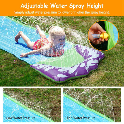 Kids Single Water Slide Lawn Surfing Racing Lane Slip Splash Spray Sprinkler DailySale
