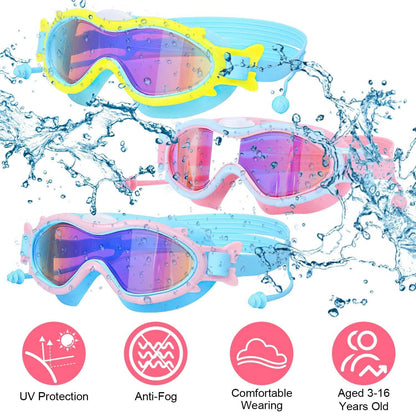 Kids Swim Goggles with Ear Plugs UV Protection Anti-Fog Leak Proof DailySale