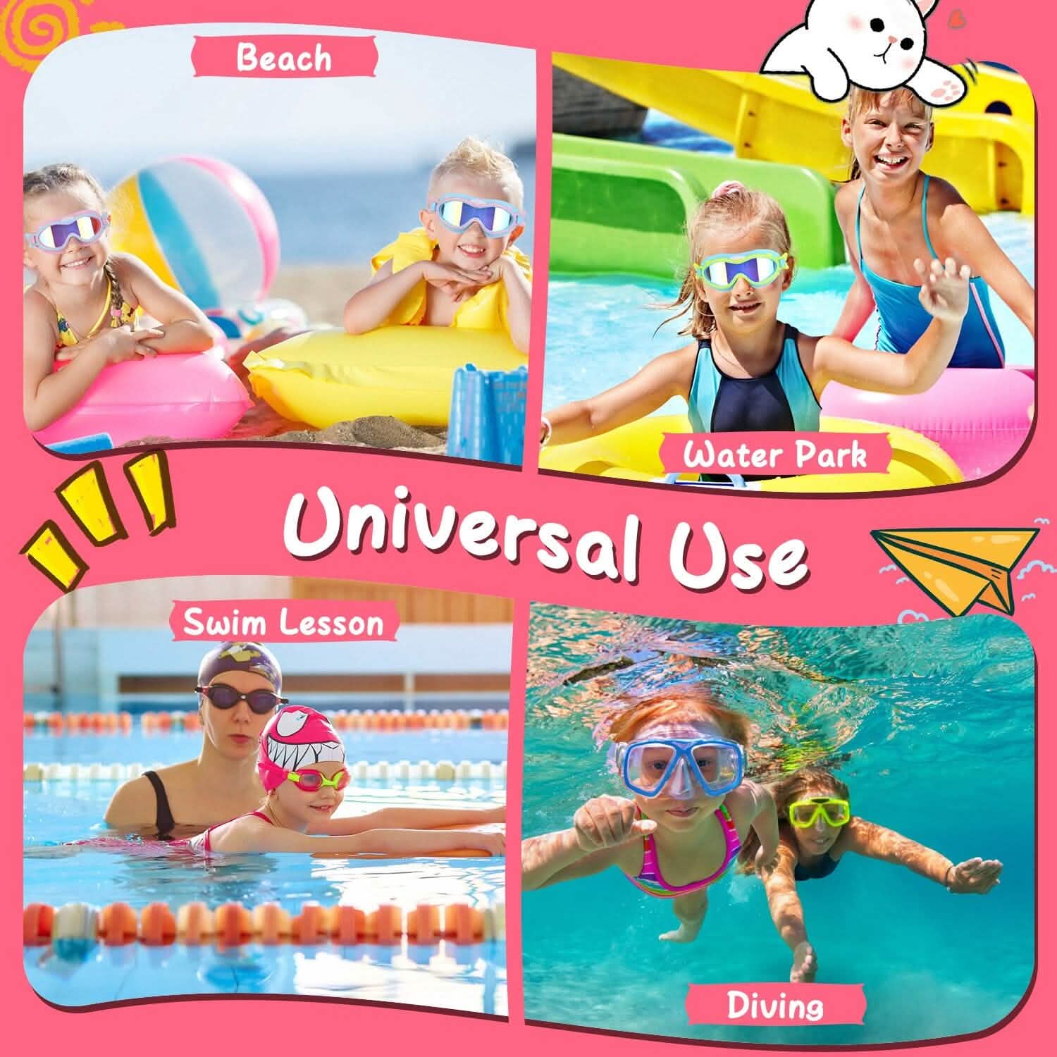 Kids Swim Goggles with Ear Plugs UV Protection Anti-Fog Leak Proof DailySale