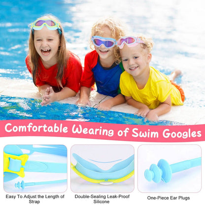 Kids Swim Goggles with Ear Plugs UV Protection Anti-Fog Leak Proof DailySale