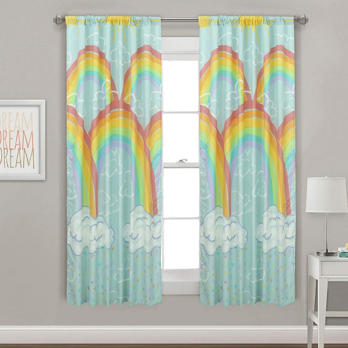 Kidz Mix Rainbow Clouds Window Panel Pair DailySale