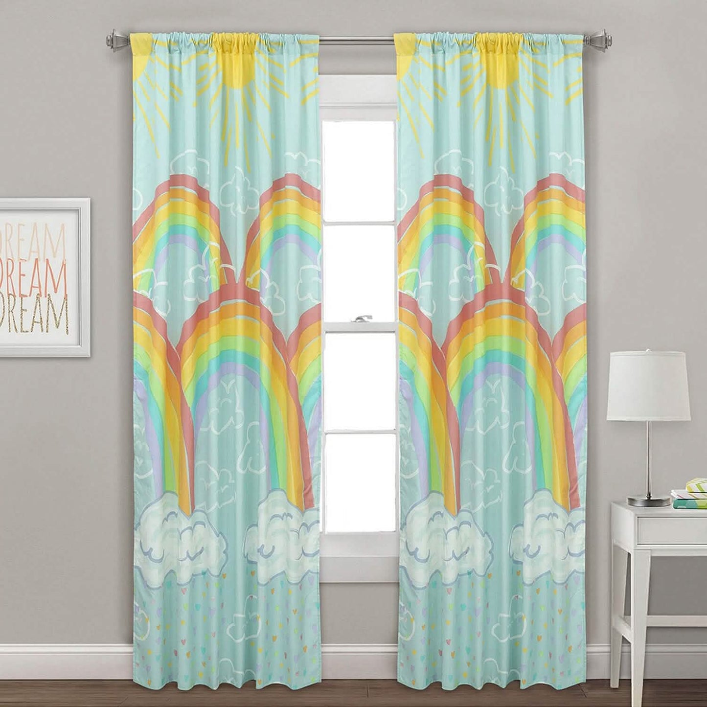 Kidz Mix Rainbow Clouds Window Panel Pair DailySale
