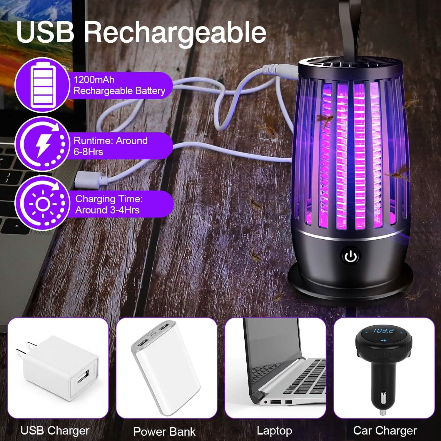 Killer Lamp Bug Zapper with Night Light Strap Mosquito Catcher DailySale