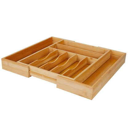 Kitchen Bamboo Expandable Cutlery Utensil Drawer Organizer DailySale