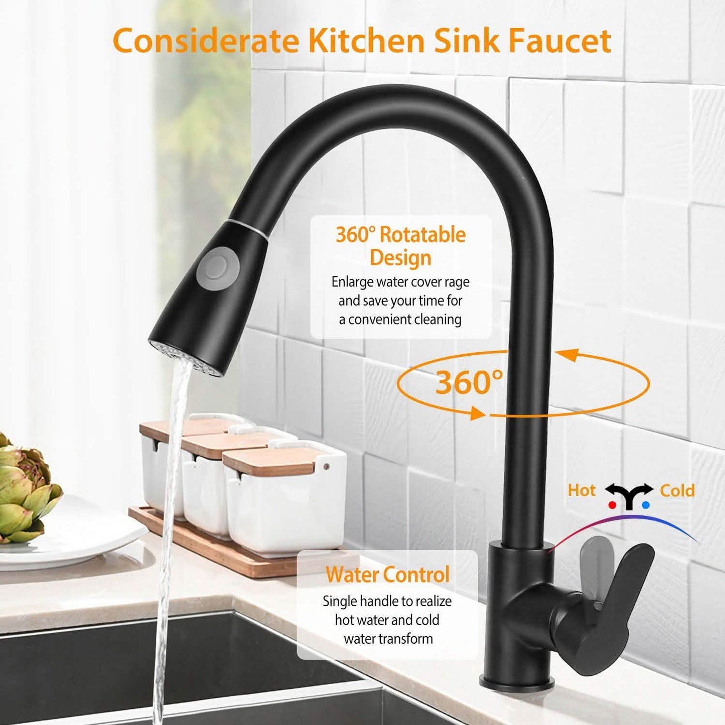 Kitchen Faucet Single Handle with Hot and Cold Control DailySale