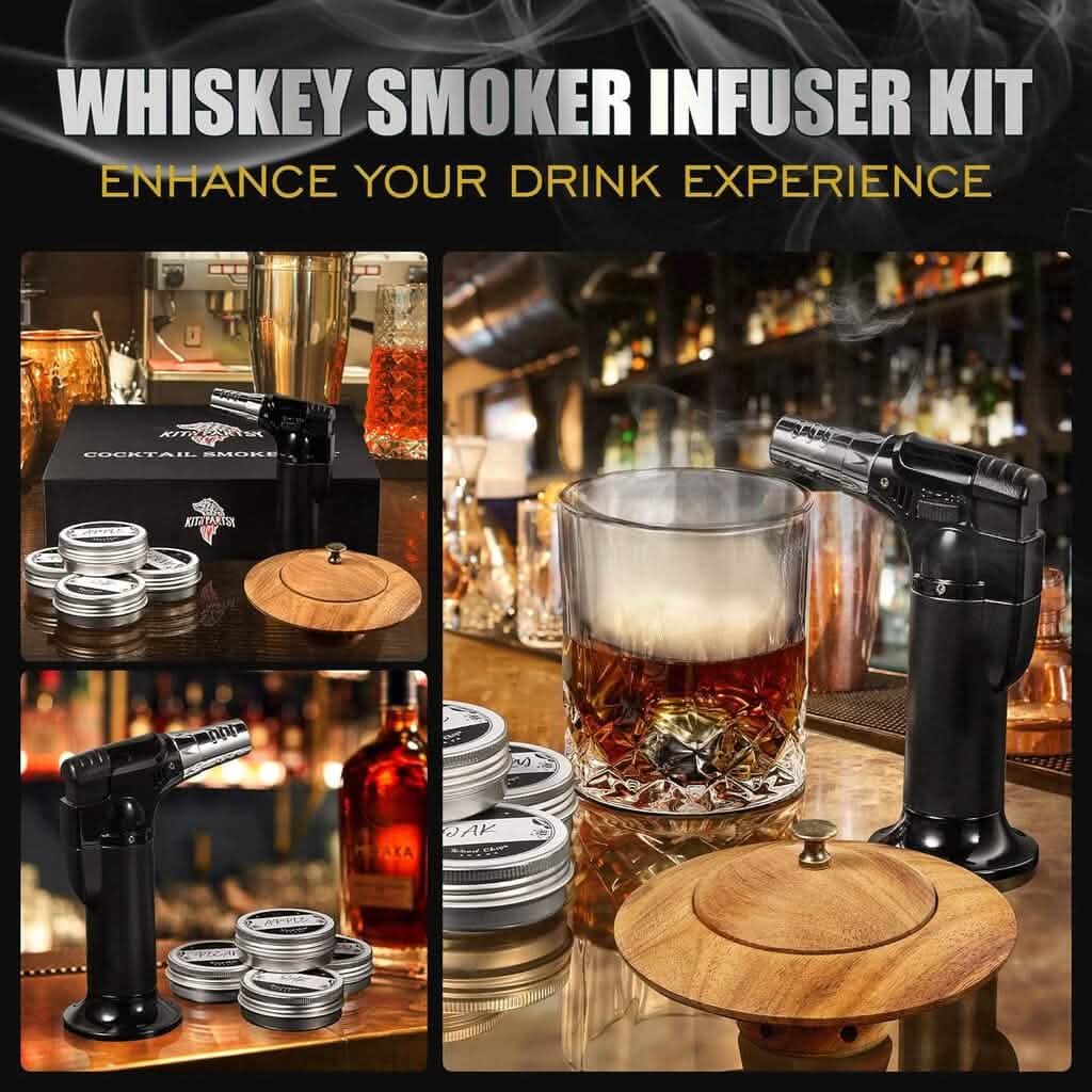 Kitypartsy Cocktail Smoker With Torch, Wood Chips, and Stainless Steel Ice Cubes DailySale