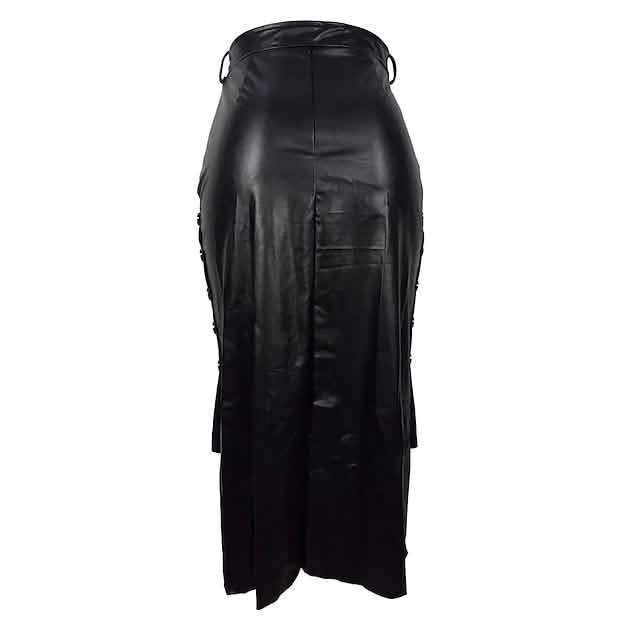 Knotted PU Leather Slit Skirt DailySale