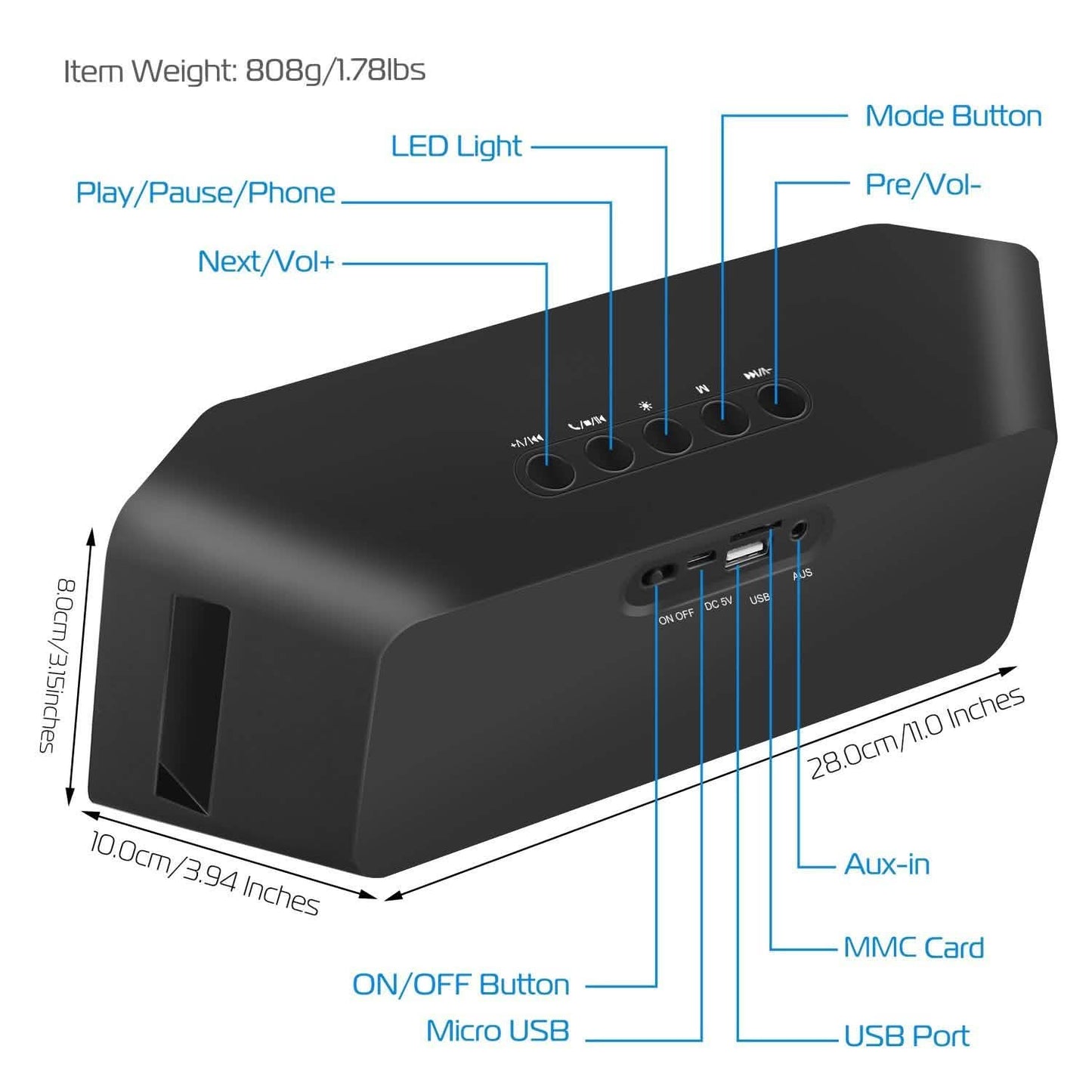 KOCASO LED Wireless Speaker Dynamic Multicolor Hands-Free DailySale