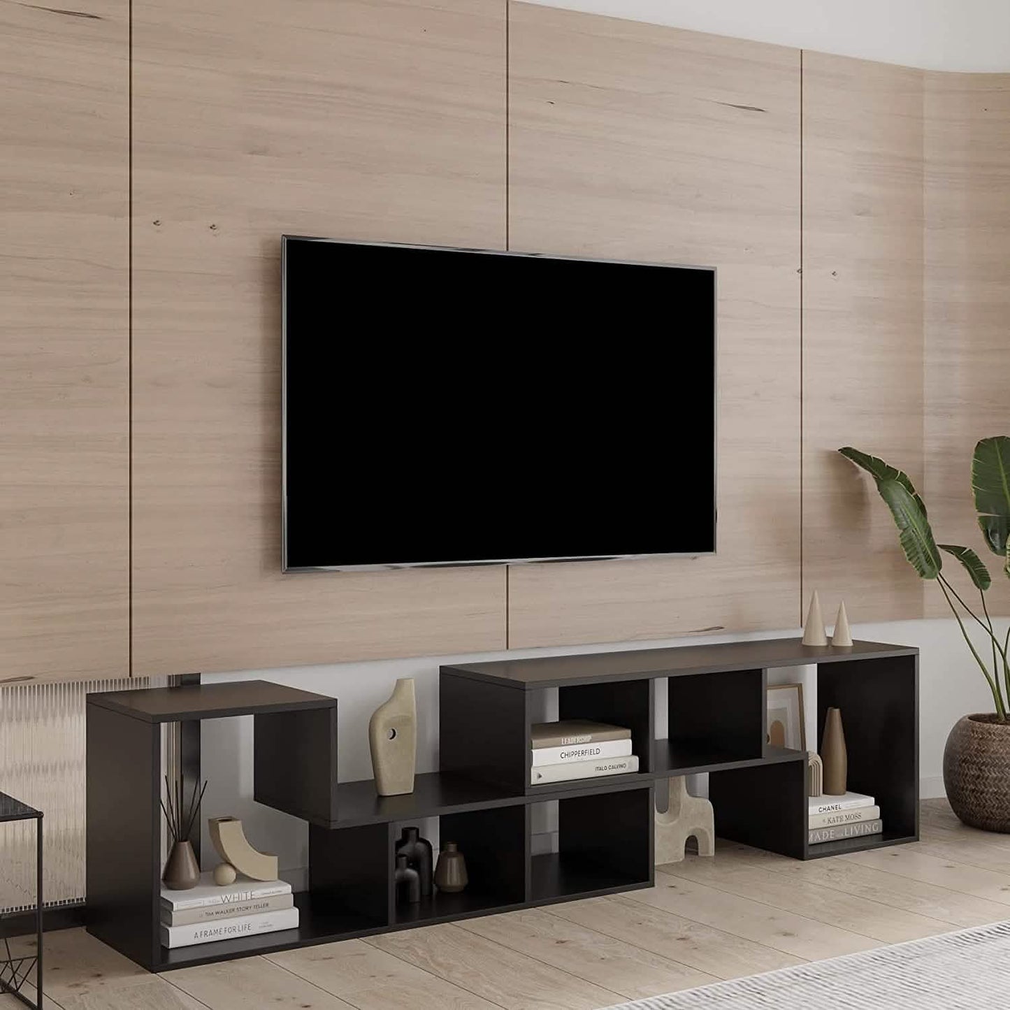 L Shape TV Console Stand Bookcase Storage Rack DailySale