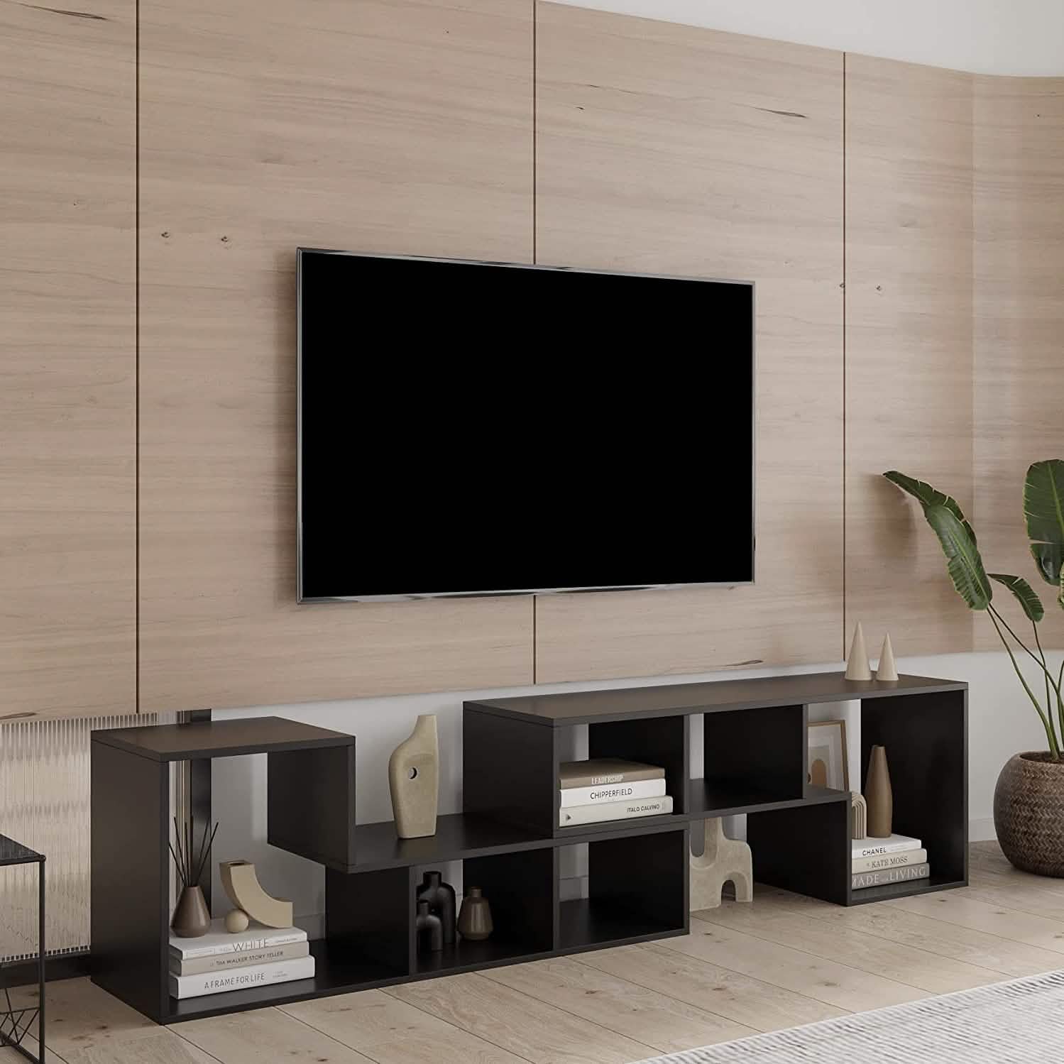 L Shape TV Console Stand Bookcase Storage Rack DailySale