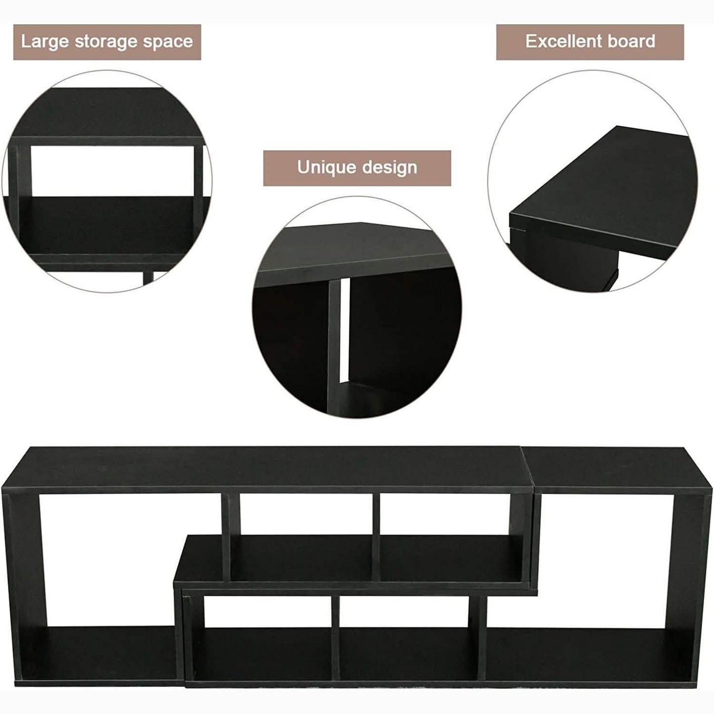 L Shape TV Console Stand Bookcase Storage Rack DailySale