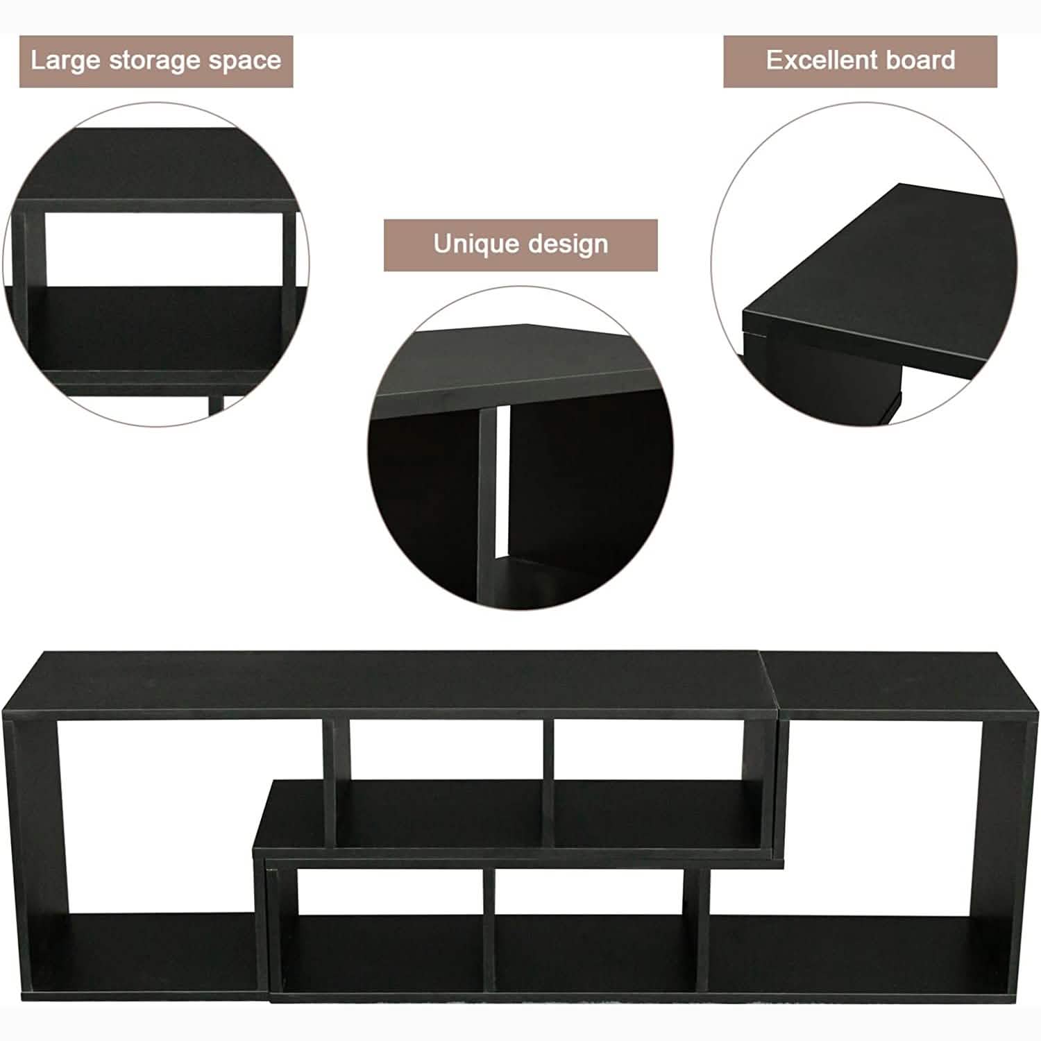 L Shape TV Console Stand Bookcase Storage Rack DailySale