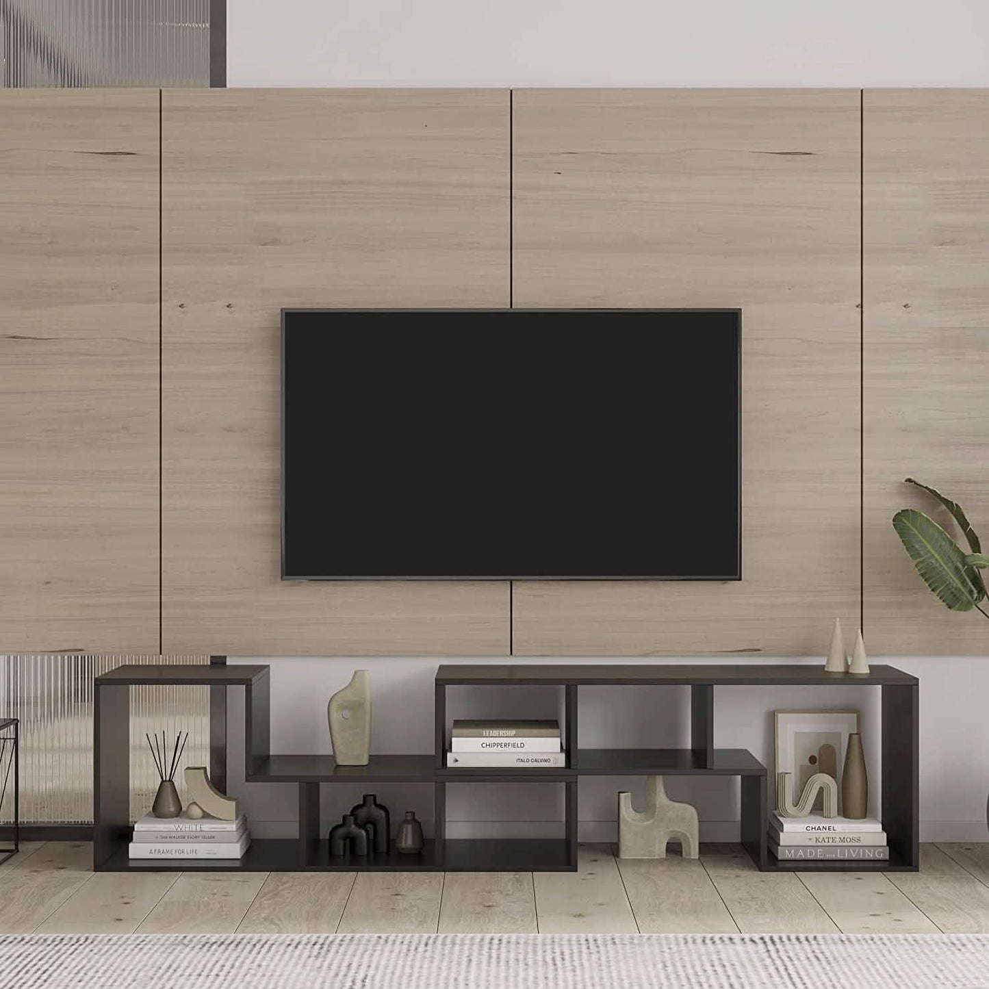 L Shape TV Console Stand Bookcase Storage Rack DailySale