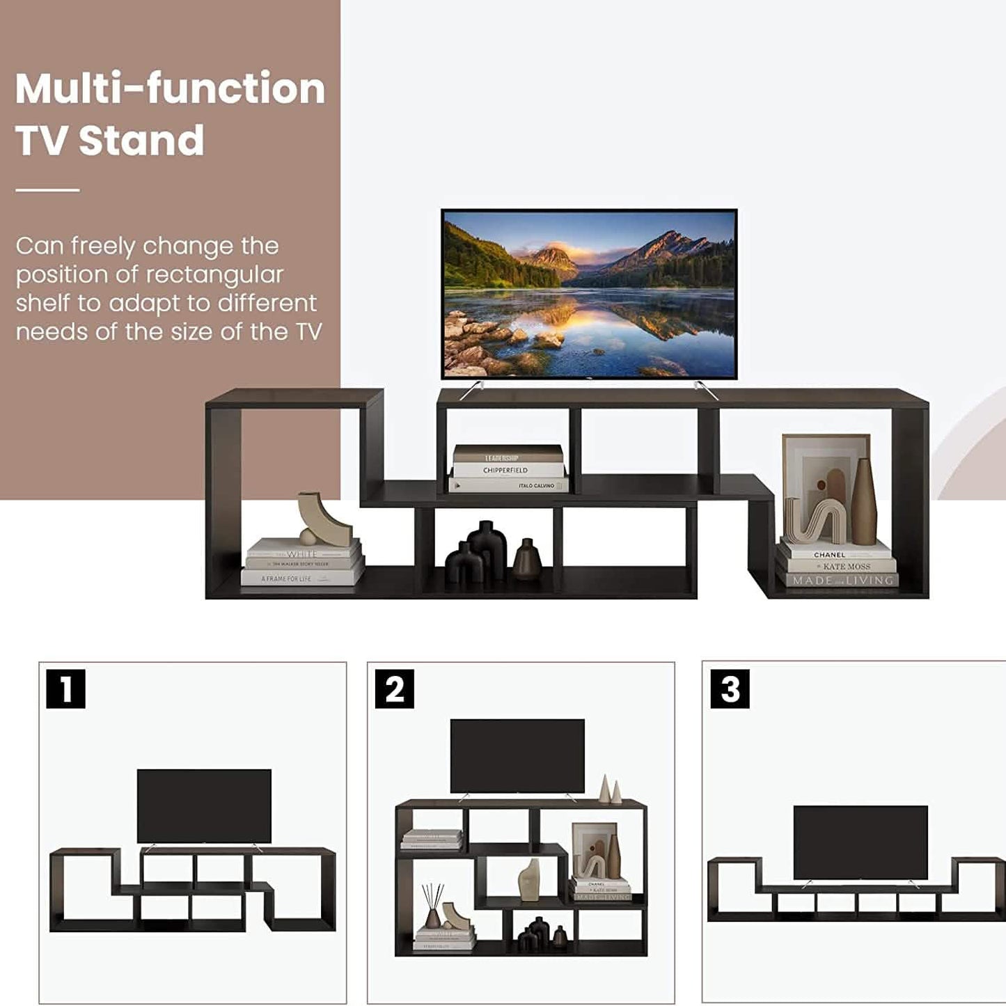 L Shape TV Console Stand Bookcase Storage Rack DailySale