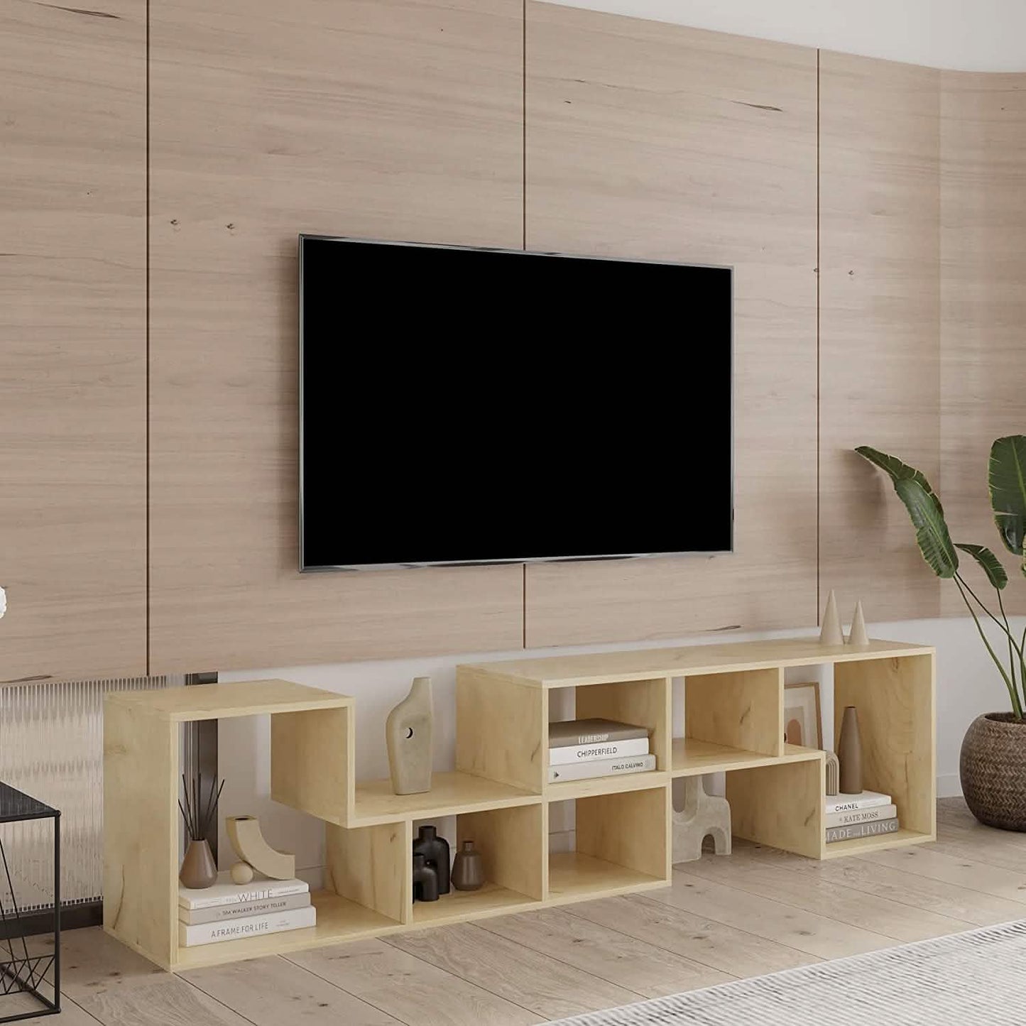 L Shape TV Console Stand Bookcase Storage Rack DailySale