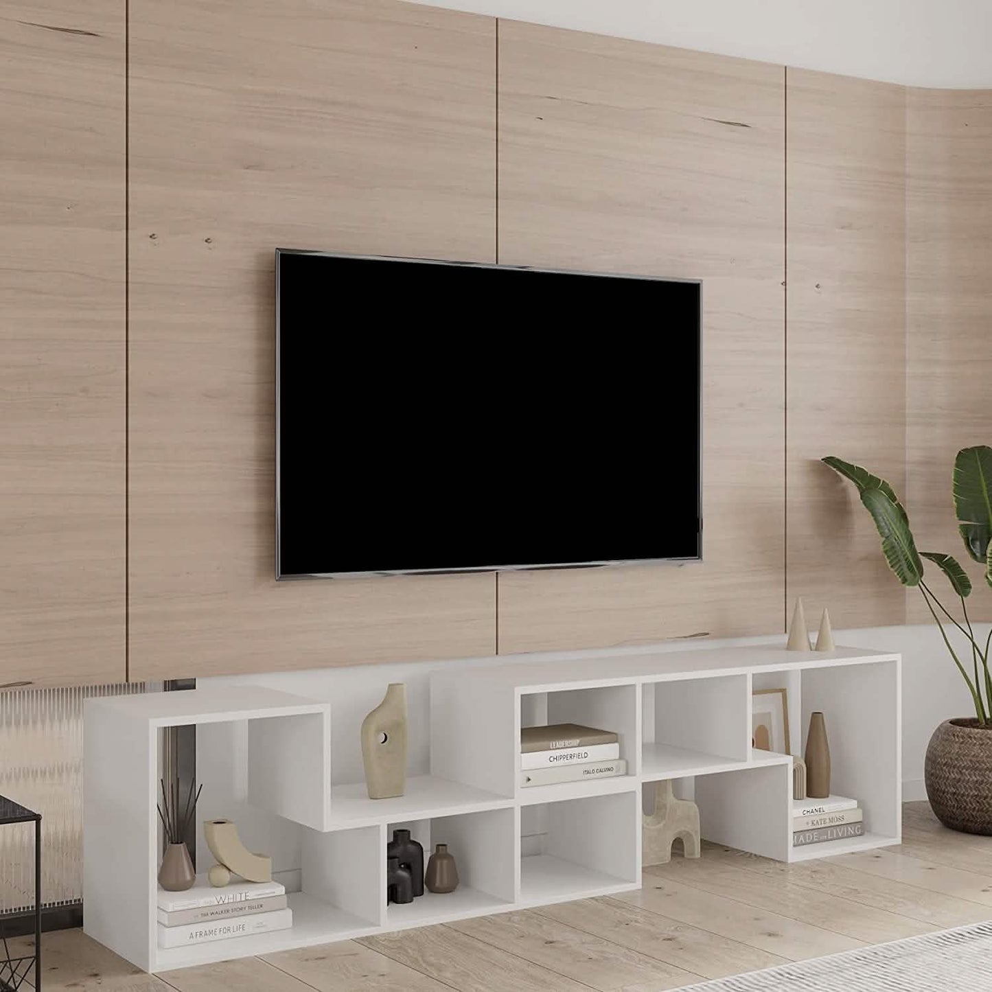L Shape TV Console Stand Bookcase Storage Rack DailySale