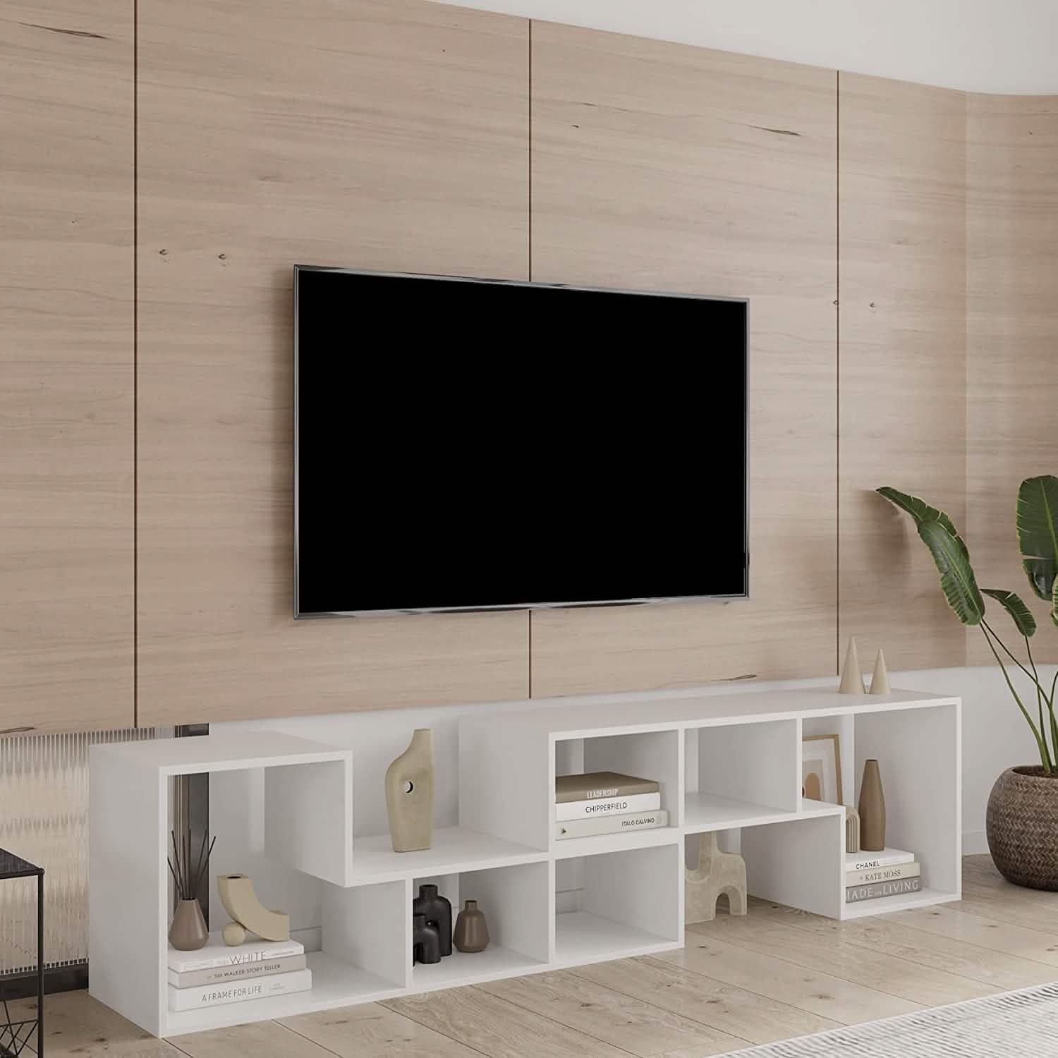 L Shape TV Console Stand Bookcase Storage Rack DailySale