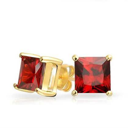 Lab-Created Ruby 10k Gold Plated Red Ruby Stud Earrings DailySale