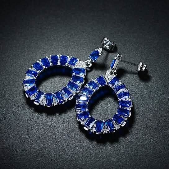 Lab-Created Teardrop Chandelier Earrings in Rhodium Plated DailySale