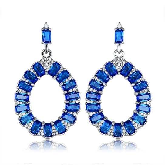 Lab-Created Teardrop Chandelier Earrings in Rhodium Plated DailySale