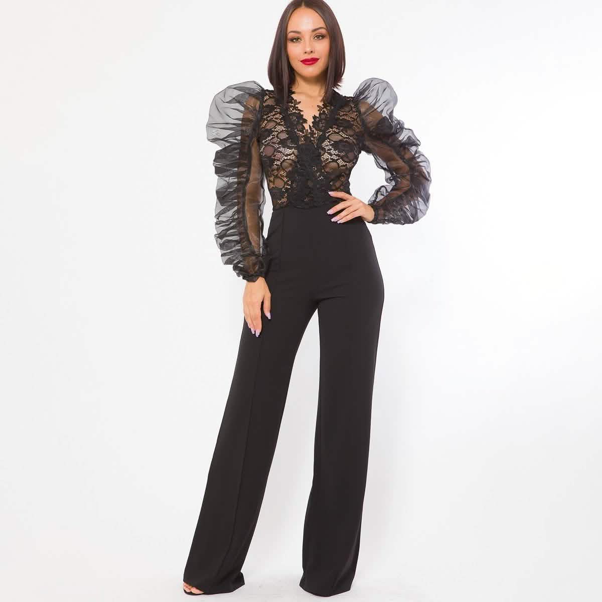 Lace Combined Fashion Jumpsuit DailySale