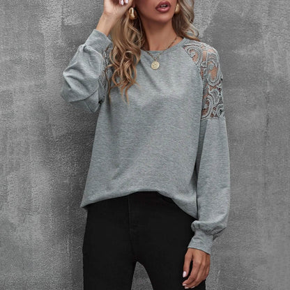Lace Insert Raglan Sleeve Pullover DailySale