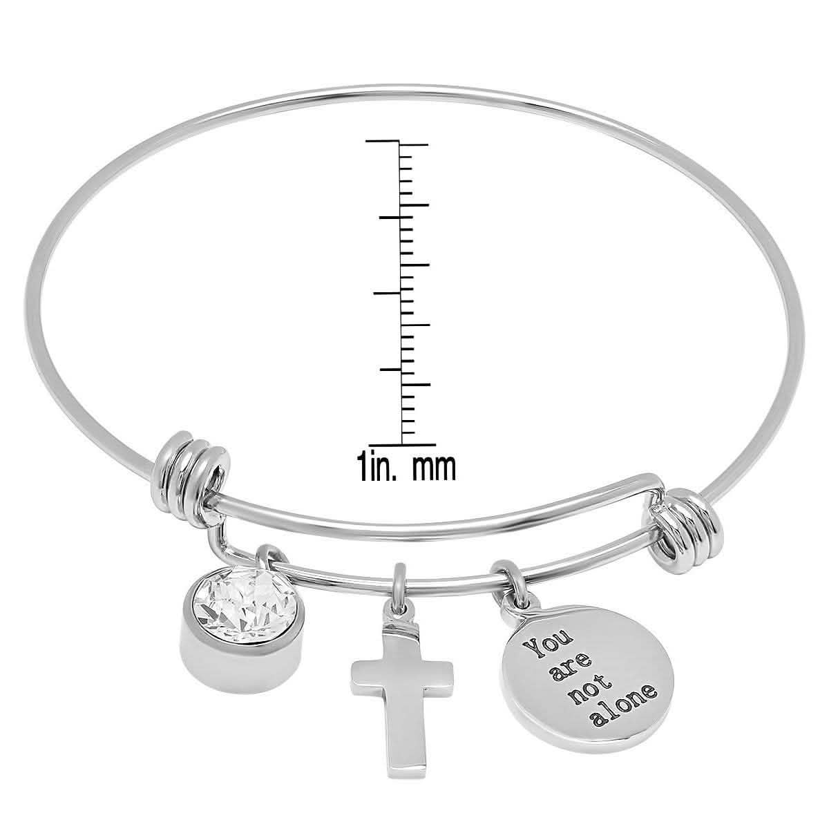 Ladies 18K Gold Plated Stainless Steel Bracelet with Our Father, Faith and Cross Charms DailySale
