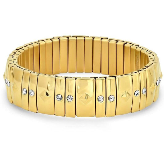 Ladies 18K Gold Studded Stretch Bracelet with Simulated Diamonds DailySale