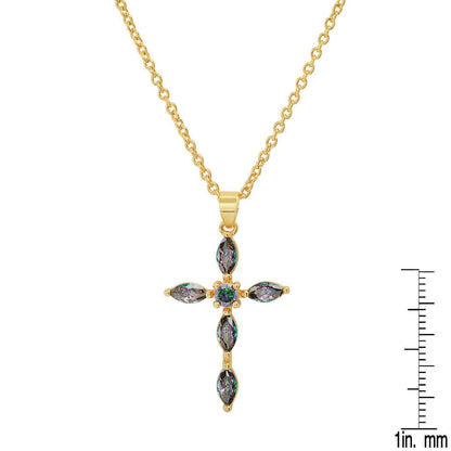 Ladies 18k Gold/White Gold Plated Brass Simulated Cross Pendant DailySale